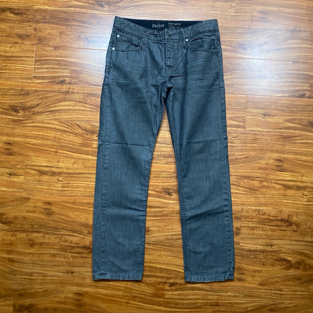 Decree Men's Gray Slim Taper Lowrise Jeans Size 29 x 30 Casual Streetwear Grunge
